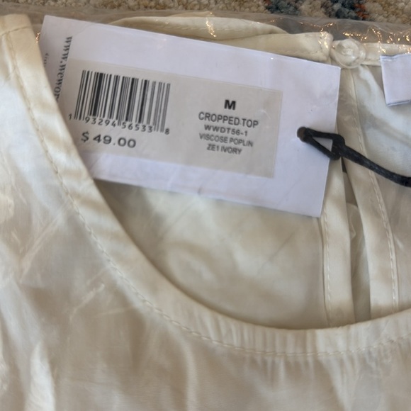 WeWoreWhat Cropped Poplin Top Size Medium, M, Ivory - Picture 8 of 8
